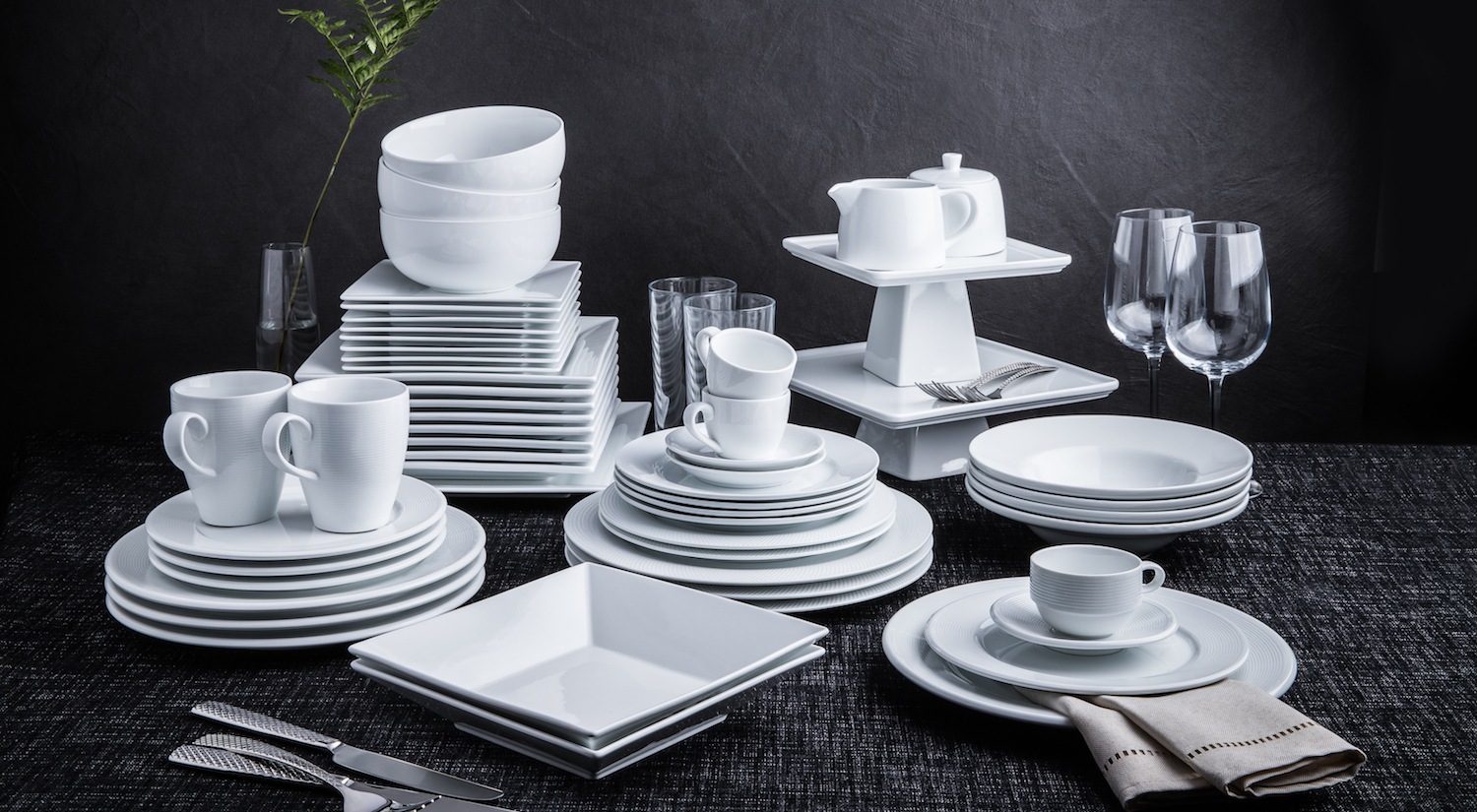 Mixed Group Dark Porcelain dishes and serveware-1500x825