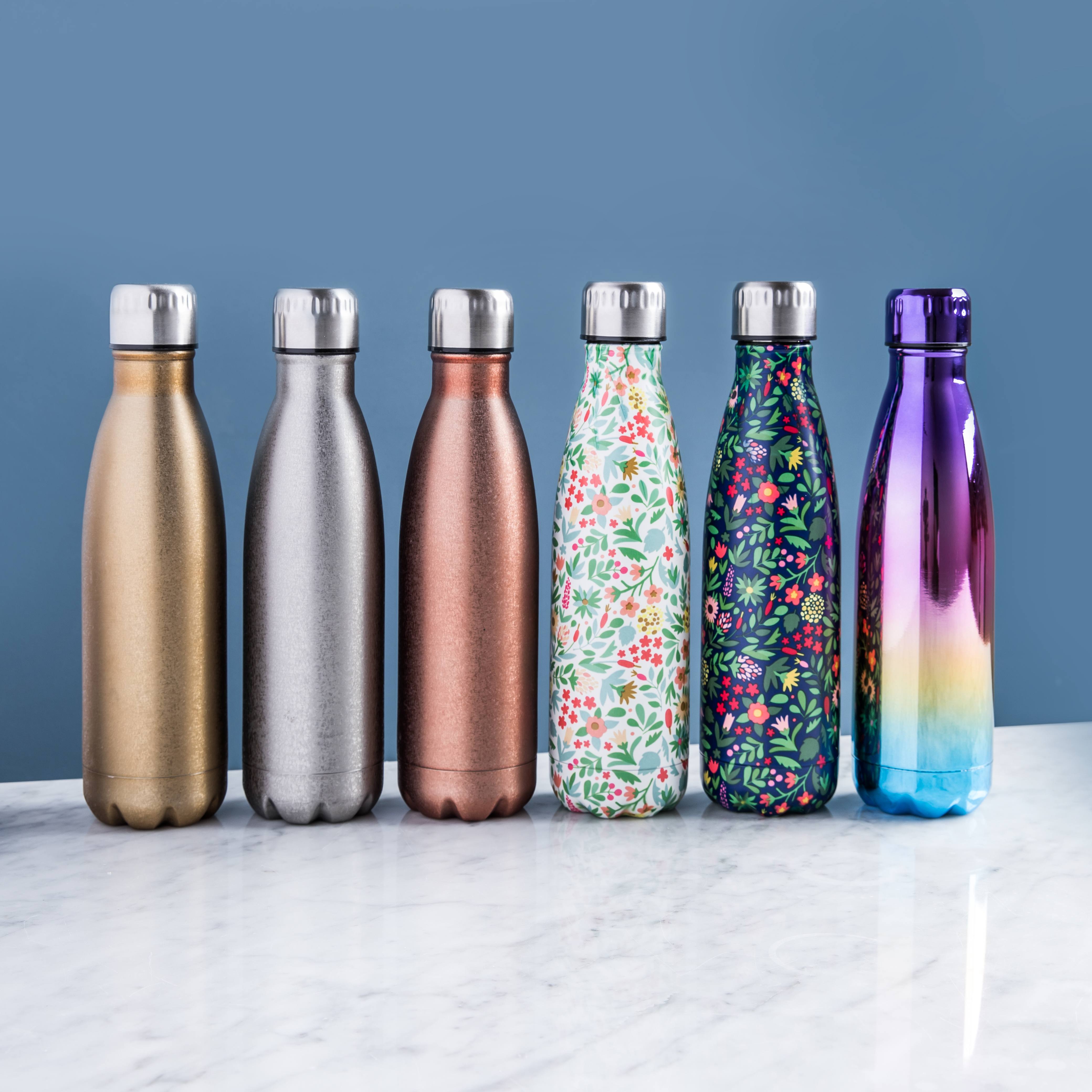 different styles of stainless steel quench water bottles