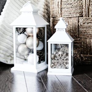 lanterns filled with ornaments DIY
