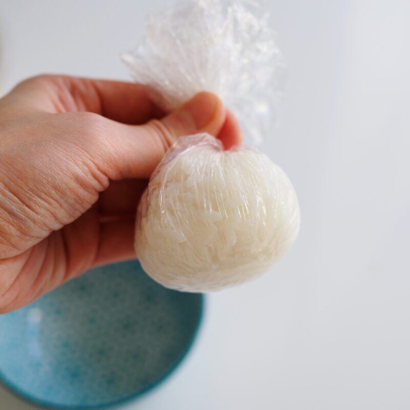 rice ball in cling film