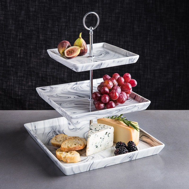 95252_KSP Marble 3-Tier Porcelain Buffet Stand